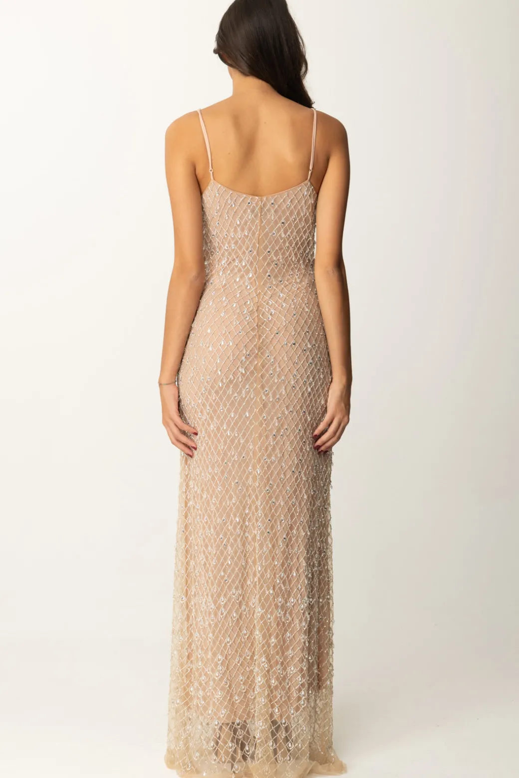 Elisabetta Franchi Abito Red Carpet In Tulle con Ricamo e StrassCRYSTAL