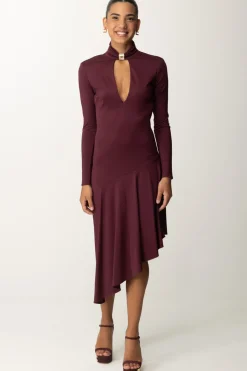 Elisabetta Franchi Abito Midi Asimmetrico con GioielloROUGE NOIR