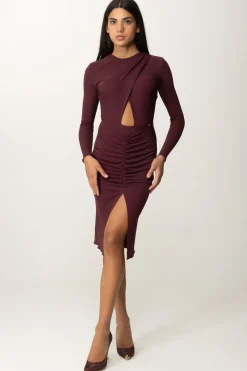 Elisabetta Franchi Abito Midi Drappeggiato con Cut-outROUGE NOIR
