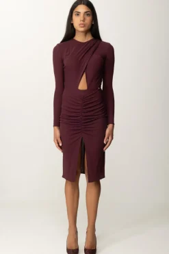 Elisabetta Franchi Abito Midi Drappeggiato con Cut-outROUGE NOIR
