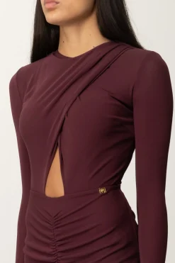 Elisabetta Franchi Abito Midi Drappeggiato con Cut-outROUGE NOIR