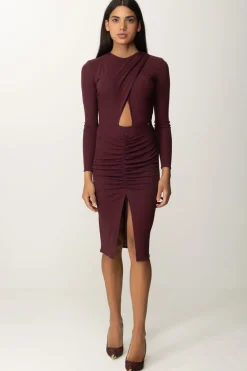 Elisabetta Franchi Abito Midi Drappeggiato con Cut-outROUGE NOIR