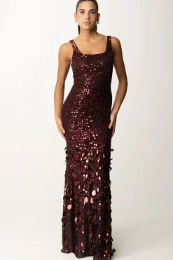 Elisabetta Franchi Abito Red Carpet In Georgette Ricamata con PaillettesROUGE NOIR