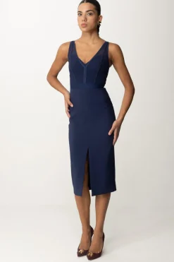 Elisabetta Franchi Abito Midi con Top Bustier In TulleNAVY
