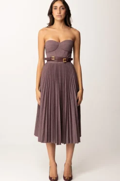 Elisabetta Franchi Abito Plissè Scollo Cuore con CinturaROUGE NOIR