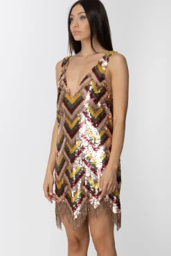 Elisabetta Franchi Abito con Paillettes e FrangeBLUSH