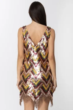 Elisabetta Franchi Abito con Paillettes e FrangeBLUSH