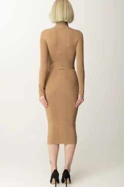 Elisabetta Franchi Abito Midi In Viscosa con CinturaCAMEL