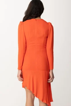 Elisabetta Franchi Abito Midi Asimmetrico con Nodo Al FiancoCORALLO