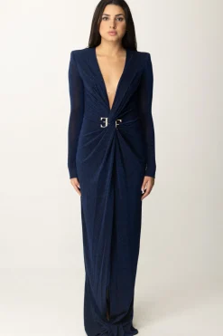 Elisabetta Franchi Abito Red Carpet In Lurex con Nodo CentraleNAVY