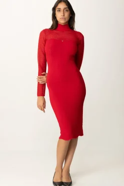Elisabetta Franchi Abito Midi con Motivo ChevronRED PASSION