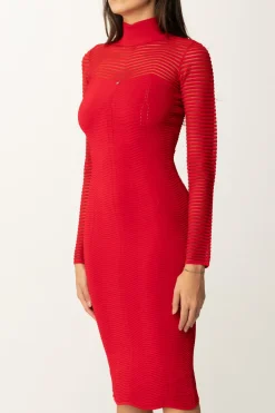 Elisabetta Franchi Abito Midi con Motivo ChevronRED PASSION