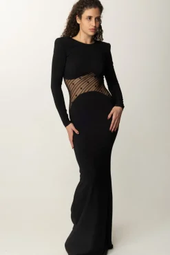 Elisabetta Franchi Abito Red Carpet con Inserto In TulleNERO