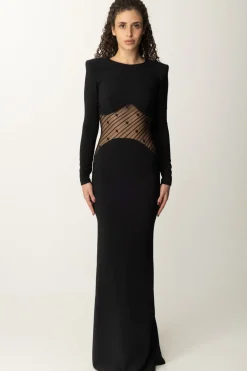 Elisabetta Franchi Abito Red Carpet con Inserto In TulleNERO