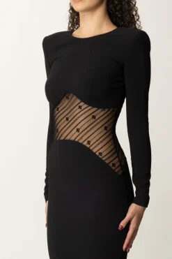 Elisabetta Franchi Abito Red Carpet con Inserto In TulleNERO