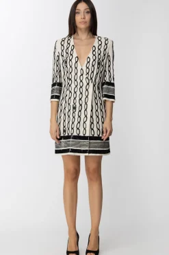 Elisabetta Franchi Abito Mini a Portafogli RicamatoBURRO/NERO