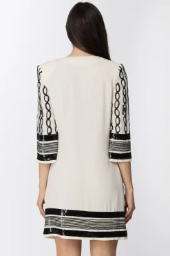 Elisabetta Franchi Abito Mini a Portafogli RicamatoBURRO/NERO