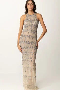 Elisabetta Franchi Abito Red Carpet Ricamato con Effetto PixelSTEEL