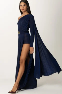 Elisabetta Franchi Abito Red Carpet Monospalla In LurexNAVY