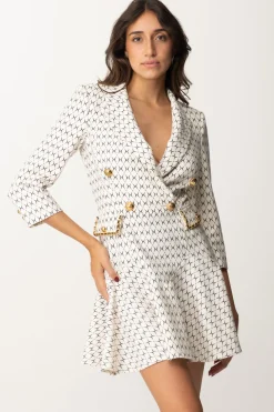 Elisabetta Franchi Abito Mini con Stampa Rombo e CatenaBURRO/NERO