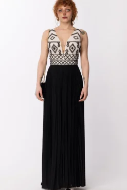 Elisabetta Franchi Abito Red Carpet con Corpetto RicamatoBURRO/NERO