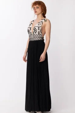 Elisabetta Franchi Abito Red Carpet con Corpetto RicamatoBURRO/NERO