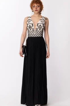 Elisabetta Franchi Abito Red Carpet con Corpetto RicamatoBURRO/NERO