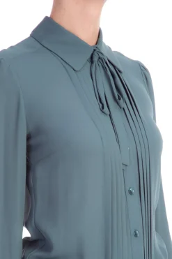 Elisabetta Franchi Abito Chemisier con Cintura e Gonna In PailletesPETROLIO