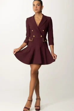 Elisabetta Franchi Abito Robe Manteau con Catena GroumetteROUGE NOIR