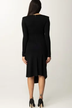 Elisabetta Franchi Abito Midi Drappeggiato con CollanaNERO