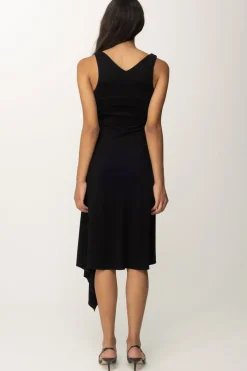 Elisabetta Franchi Abito Midi Drappeggiato AsimmetricoNERO