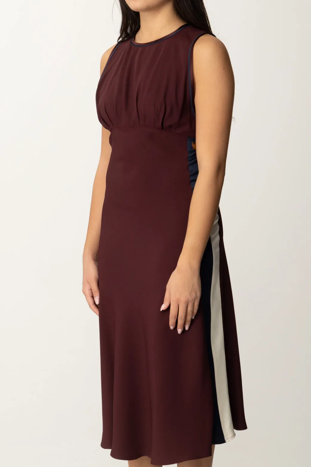 Elisabetta Franchi Abito Midi con Bande a ContrastoROUGE NOIR/NAVY/BURRO