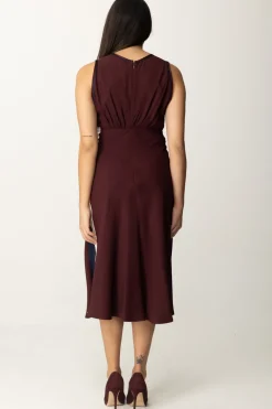 Elisabetta Franchi Abito Midi con Bande a ContrastoROUGE NOIR/NAVY/BURRO
