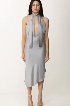 Elisabetta Franchi Abito Midi In Raso con Gonna AsimmetricaPIOMBO