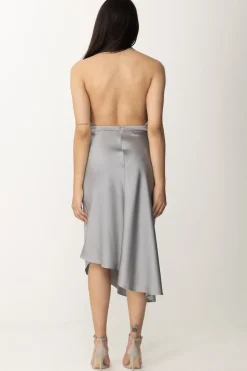 Elisabetta Franchi Abito Midi In Raso con Gonna AsimmetricaPIOMBO