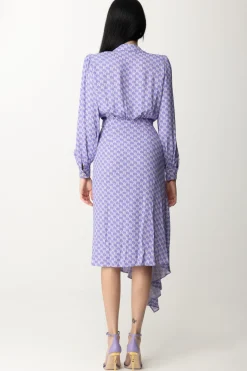 Elisabetta Franchi Abito Midi Asimmetrico Stampa LogoIRIS/BURRO