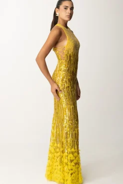 Elisabetta Franchi Abito Red Carpet Ricamato con FrangeMIMOSA