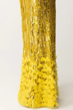 Elisabetta Franchi Abito Red Carpet Ricamato con FrangeMIMOSA