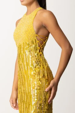 Elisabetta Franchi Abito Red Carpet Ricamato con FrangeMIMOSA