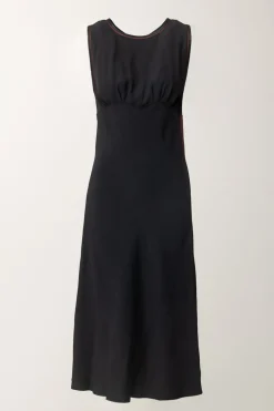 Elisabetta Franchi Abito Midi con Bande a ContrastoNERO/ROUGE NOIR/BURRO