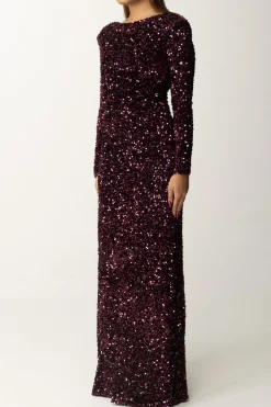 Elisabetta Franchi Abito Red Carpet In Ciniglia Full PaillettesROUGE NOIR
