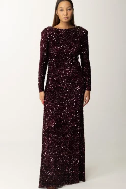 Elisabetta Franchi Abito Red Carpet In Ciniglia Full PaillettesROUGE NOIR