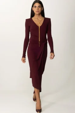 Elisabetta Franchi Abito Midi Drappeggiato con CollanaROUGE NOIR