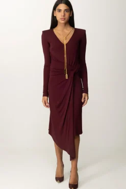 Elisabetta Franchi Abito Midi Drappeggiato con CollanaROUGE NOIR
