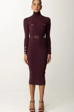 Elisabetta Franchi Abito Midi In Viscosa con CinturaROUGE NOIR