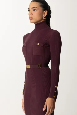 Elisabetta Franchi Abito Midi In Viscosa con CinturaROUGE NOIR