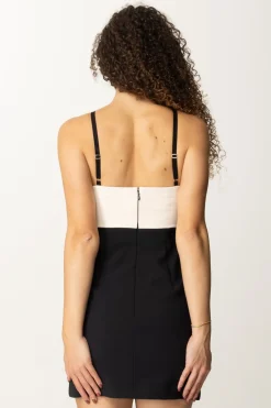 Elisabetta Franchi Abito Mini Bicolor con Scollo All'americanaBURRO/NERO