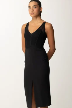 Elisabetta Franchi Abito Midi con Top Bustier In TulleNERO