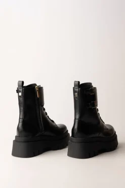 Elisabetta Franchi Anfibi In Pelle con Placca LogoNERO