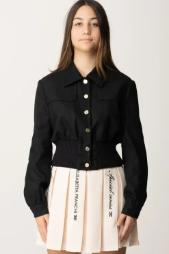 Elisabetta Franchi Bambina Giacca Corta In FlanellaNERO